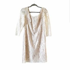 Encore by Watters Off-white Lace Sheath Dress Party Wedding Bridesmaid Formal 10